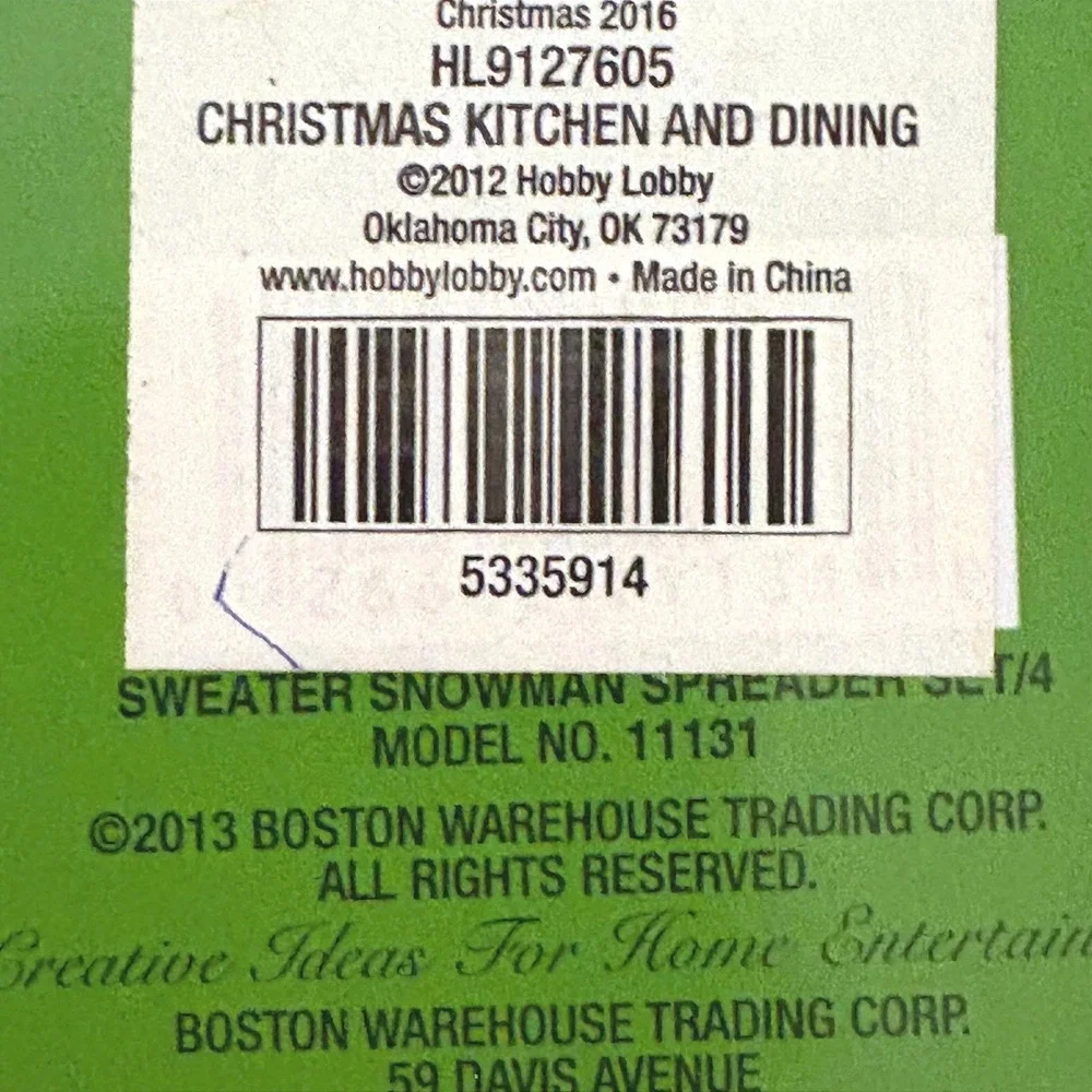 Boston‎ Warehouse  Snowman Spreader Set 4pc Stainless Steel Christmas